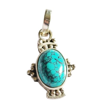 Turquoise cabachon pendant set in 925 silver, 32mm bail incl.