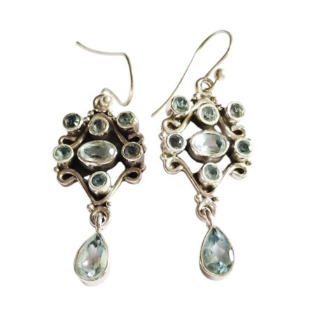 Blue Topaz dangle earrings, set in 925 silver