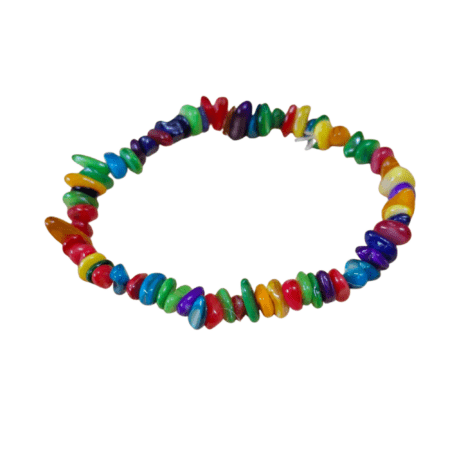 colourful shell chip bracelet, stretchcord