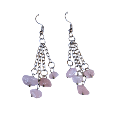Rose quartz chip earrings