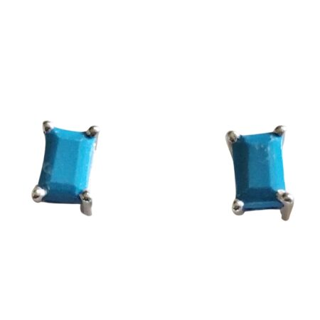 Turquoise emerald cut gemstone stud set in 925 silver