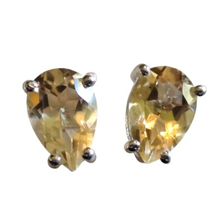 Citrine pear cut gemstone stud set in 925 silver