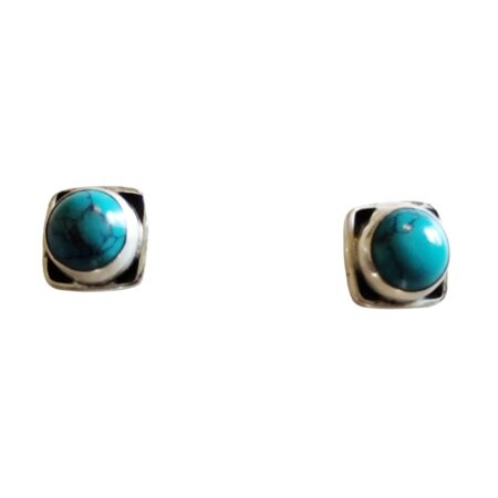 Turquoise gemstone set in 925 bezel frame stud earrings