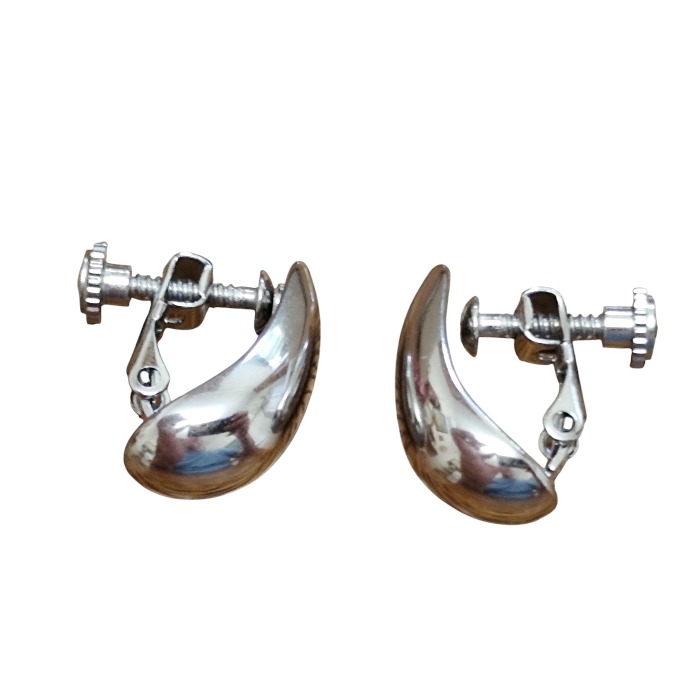 Clip-on teardrop Earrings in Stainless Steel, 17mm