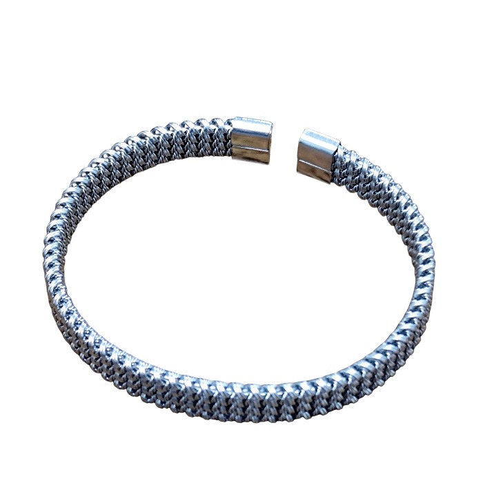 Mesh stainless-steel bangle, 62x8mm, Silver