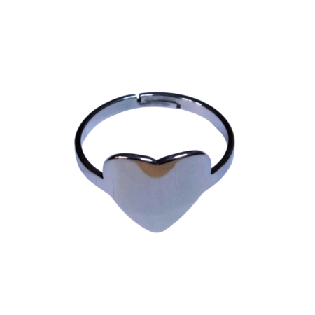 Adjustable Stainless steel heart signet ring, plain