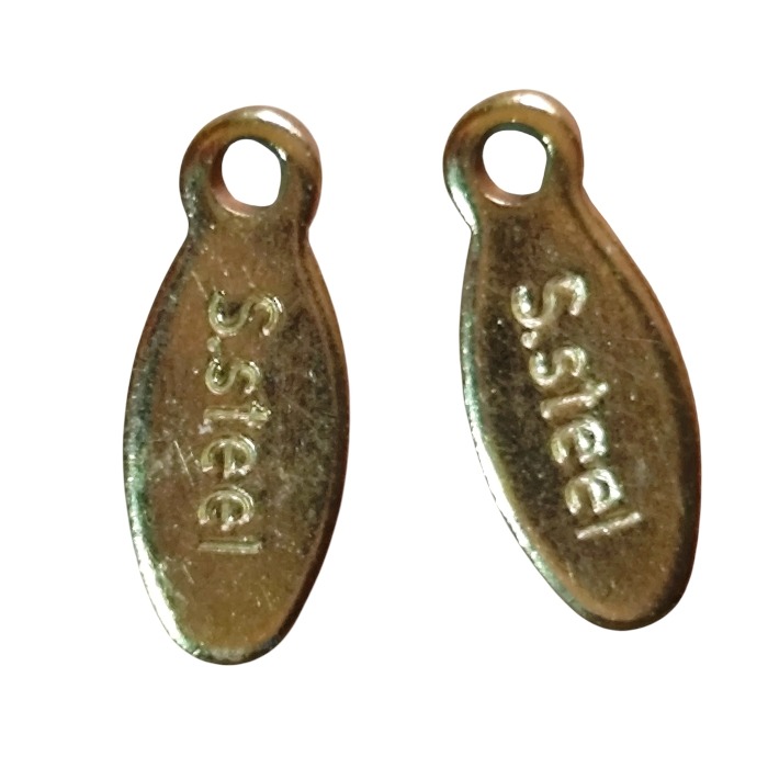 2 x Gold Stainless steel tags, 4 x 10mm