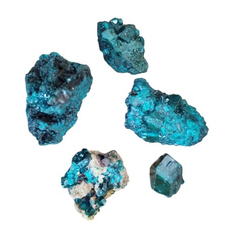 Assorted Dioptase pieces, Tsumeb, 1-2cm