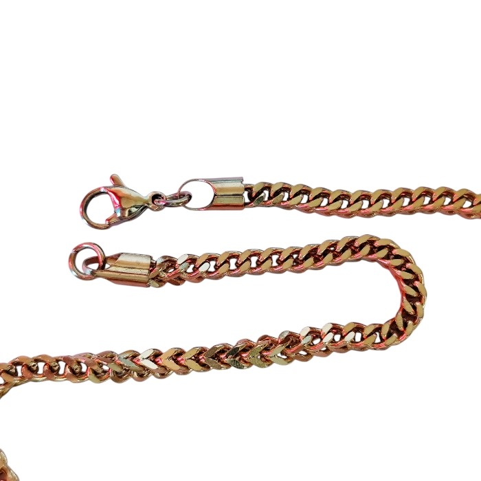 Gold Cuban Box Chain with lobster clasp, Stainless steel, 3.3mm wide, 60.5cm - Image 2