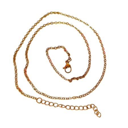 Gold Cable chain with lobster clasp, Stainless steel, 2.1mm wide, 45.7cm + 5cm