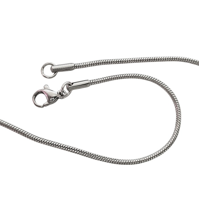 Snake Chain with lobster clasp, Stainless steel, 1.6mm wide, 56cm - Image 2