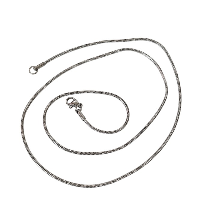 Snake Chain with lobster clasp, Stainless steel, 1.6mm wide, 56cm