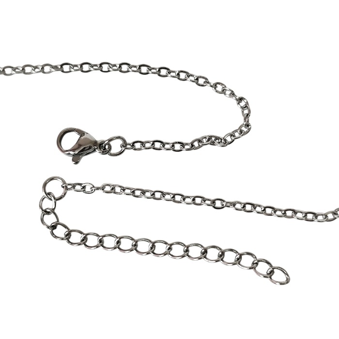 Cable chain with lobster clasp, Stainless steel, 2.1mm wide, 45.7cm+4.5cm extension chain - Image 2