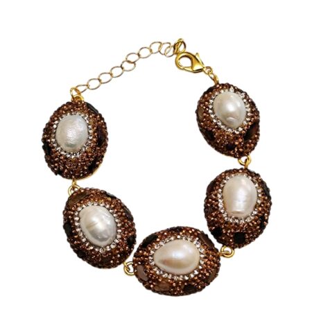 Decorative Baroque pearl bracelet, 18.6cm +5cm extension chain
