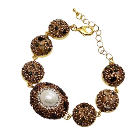 Tourmaline Decorative Baroque pearl bracelet, 18.5cm +4.6cm extension chain