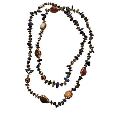 Lapis lazuli Chip Necklace with agate tumbled stone beads
