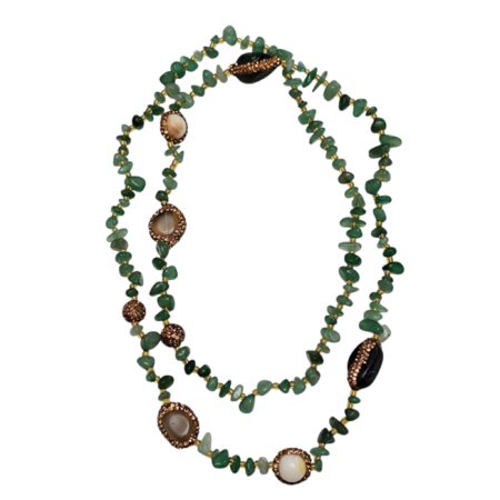 Green agate Chip Necklace with agate tumbled stone beads