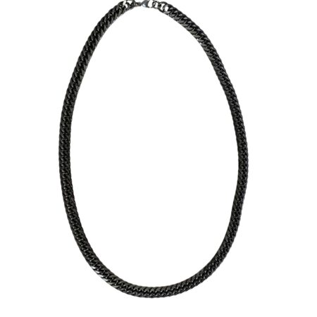Curb Chain with clasp, Stainless steel, 9mm wide, 60cm, Black