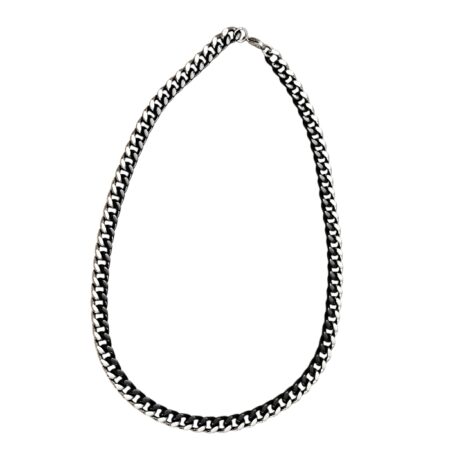 Black and Silver Curb Chain with clasp, Stainless steel, 9.6mm wide, 58cm