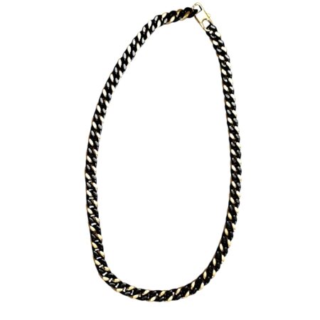 Black and Gold Curb Chain with clasp, Stainless steel, 9.3mm wide, 59cm