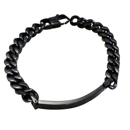 Curb chain stainless-steel bracelet, 21 cm long, black