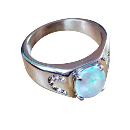 Stainless Steel Imitation Opal ring in sizes 7, 8 and 9