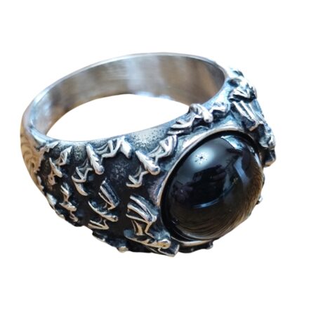 Stainless Steel Black Onyx ring in sizes 8 to 12