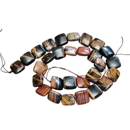 Brown opal 14.2mm square bead string, 40cm