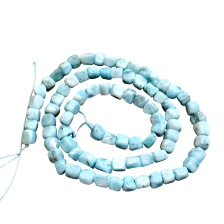 Larimar freeformed cube bead string, 4.3mm, 40cm