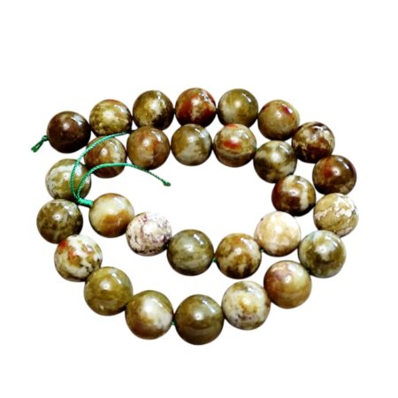Green serpentine 13.8mm bead string, 38cm
