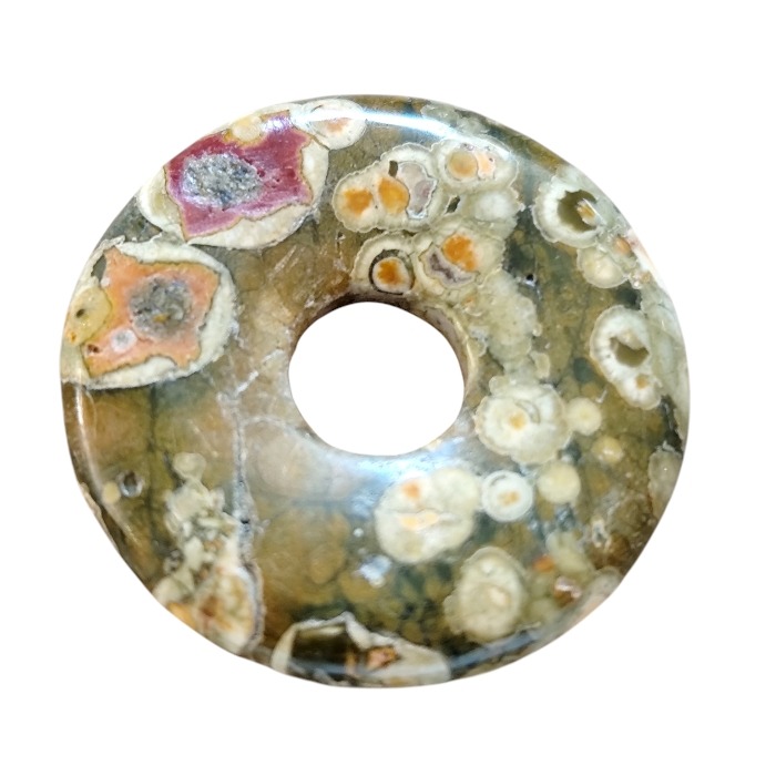 Green rhyolite donut, 29mm with 8mm diameter hole
