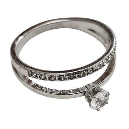 Stainless steel ring, size 6-13, Silver, Single stone
