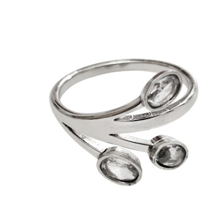 Stainless steel ring, size 6-13, Silver, Triple stone