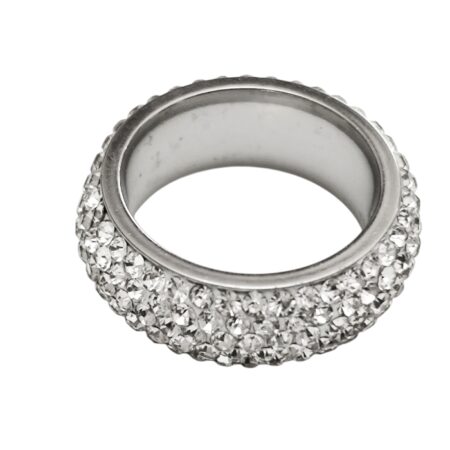 Elegant Stainless Steel Multi-Row Crystal Pave Statement Ring size 6-13