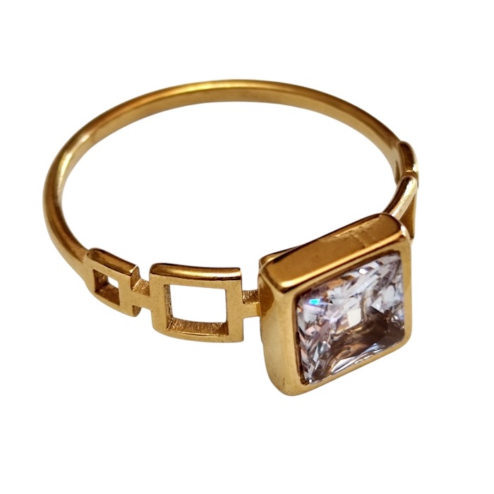 Stainless steel ring, size 6-13, Geometric Statement Ring, Gold
