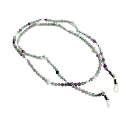 Rainbow Fluorite & Mother-of-Pearl "LUCKY" Eyewear Chain / Lariat