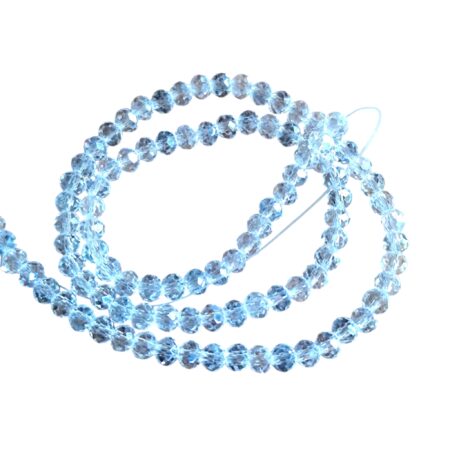 Glass bead string, faceted, Round, 4mm, Clear