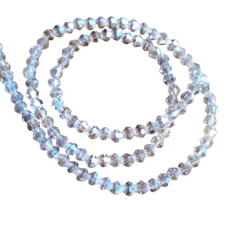 Glass bead string, faceted, Biconne, 3mm, Champagne AB