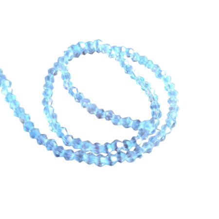 Glass bead string, faceted, Biconne, 3mm, Clear