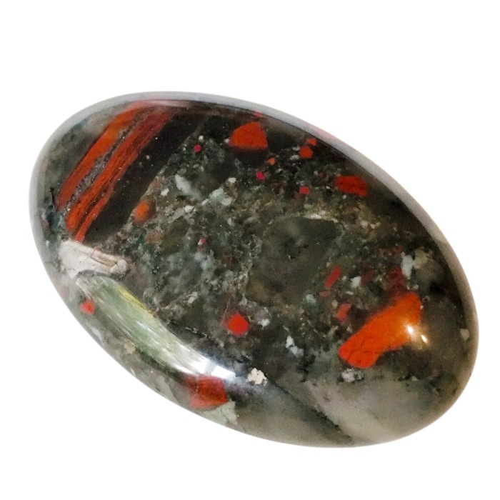 Swazi Bloodstone Polished Oval Pocket Stone (60mm)