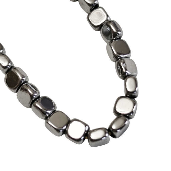 Metallic silver Hematite Cubic Bead Strand – 3.3mm (40cm) - Image 2
