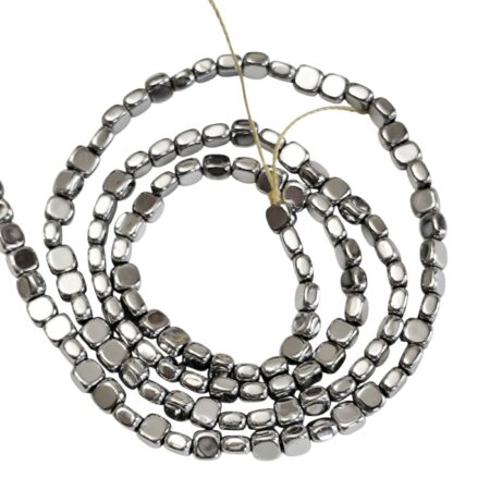 Metallic silver Hematite Cubic Bead Strand – 3.3mm (40cm)