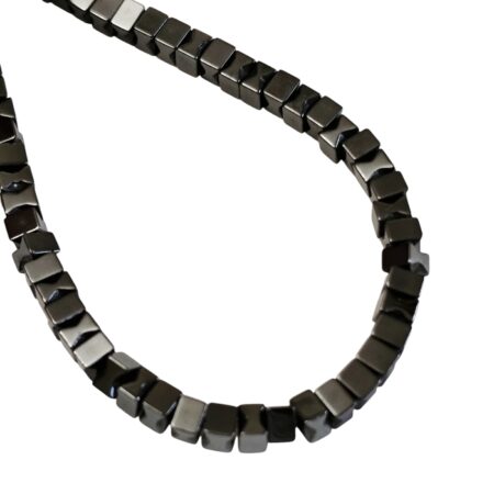 Metallic Gunmetal Hematite Cube-Disc Spacer Strand – 3mm (40cm)