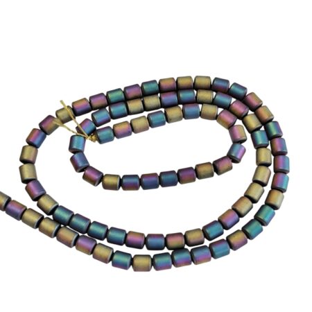 Iridescent Rainbow Hematite 4mm Cylinder/Tube Beads (40cm Strand)