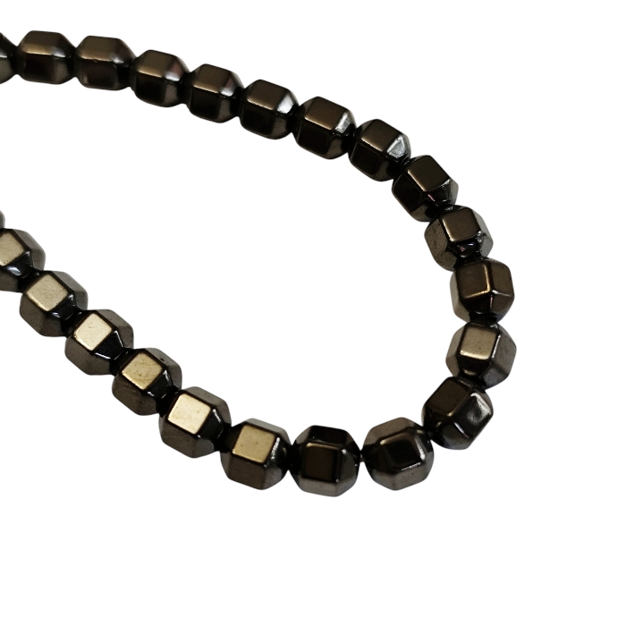 Faceted Cube-Cut Gunmetal Bronze Hematite Strand – 5mm (40cm) - Image 2