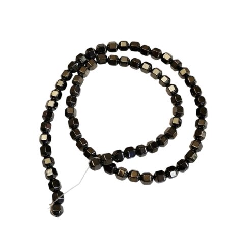 Faceted Cube-Cut Gunmetal Bronze Hematite Strand – 5mm (40cm)