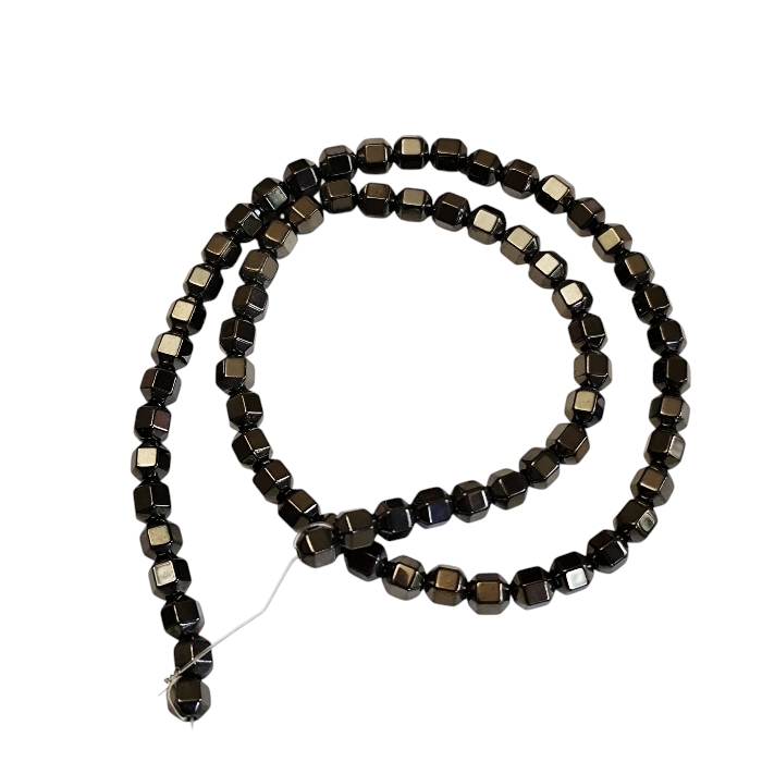 Faceted Cube-Cut Gunmetal Bronze Hematite Strand – 5mm (40cm)