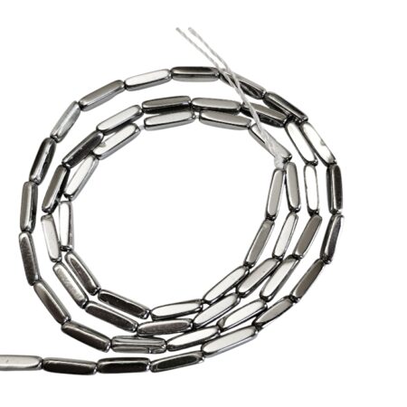 Polished Hematite 2x8mm Rectangle Tube / Bar Beads (40cm Strand)