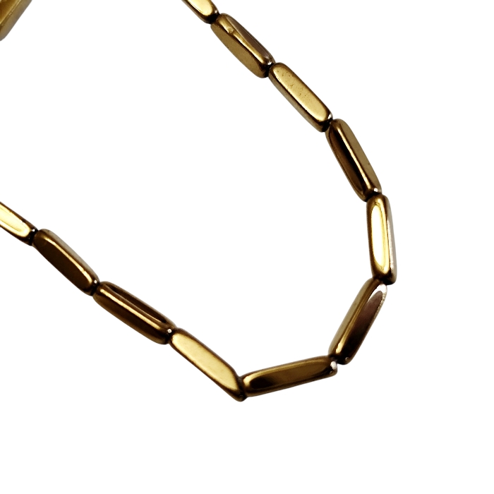 Polished Gold Hematite 2x8mm Rectangle Tube / Bar Beads (40cm Strand) - Image 2