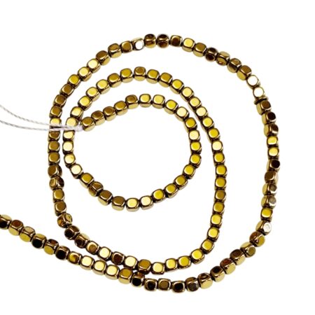 Metallic Gold Hematite Cubic Bead Strand – 3.3mm (40cm)